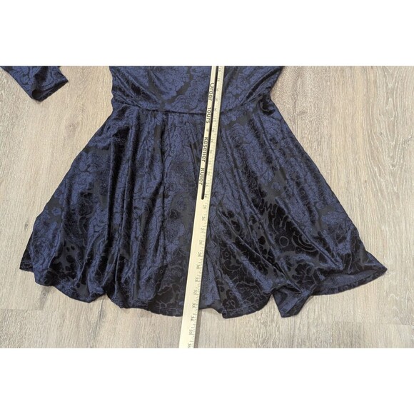 City Triangles Dress Large Blue Velvet Burnout Y2K - Picture 5 of 9